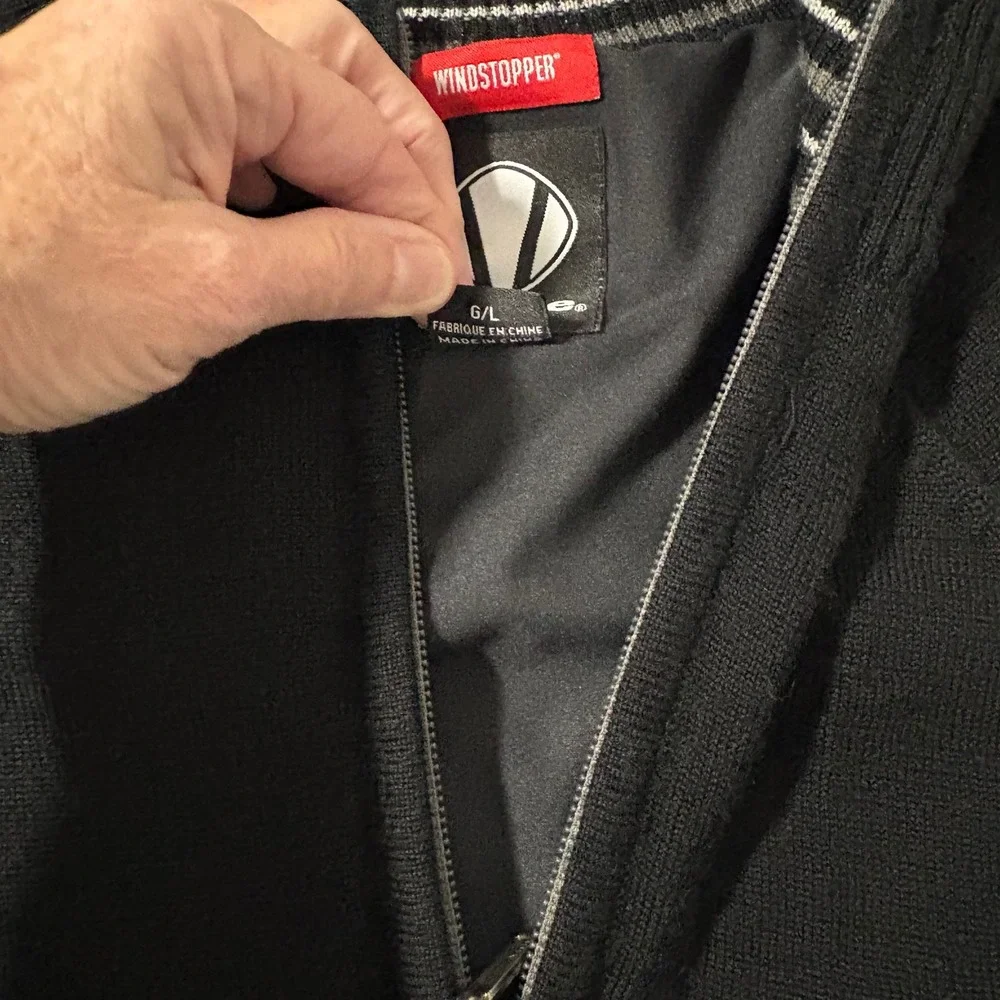 Sunice Windstopper Mens L 1/4 Zip Golf Sweater Black 100% Wool‎ Lined Pullover